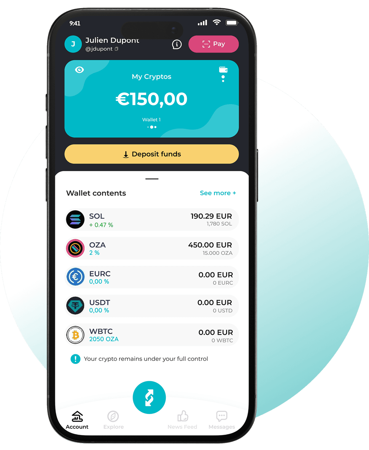 Ozapay unique crypto account